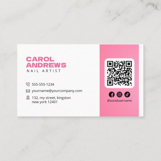 Roze Glitter Drips Nail Technician Nail Artist Visitekaartje (Achterkant)