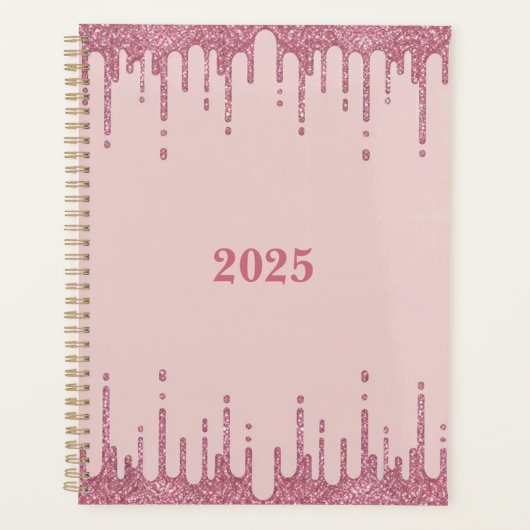 Roze Glitter Drips Planner 2025 (Voorkant)