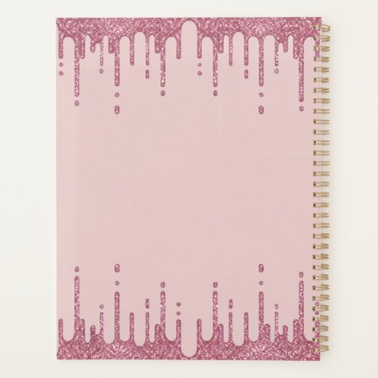 Roze Glitter Drips Planner 2025 (Achterkant)