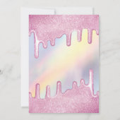 Roze Glitter Drips Regenboog Holografisch Baby sho Kaart (Achterkant)