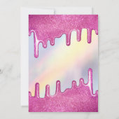 Roze Glitter Drips Regenboog Holografisch Baby sho Kaart (Achterkant)