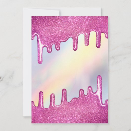 Roze Glitter Drips Regenboog Holografisch Baby sho Kaart (Achterkant)