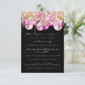 Roze glitter Drips Roos Confetti Bridal Sweet 16th Kaart (Staand voorkant)