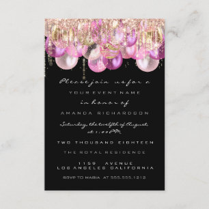 Roze glitter Drips Roos Confetti Bridal Sweet 16th Kaart