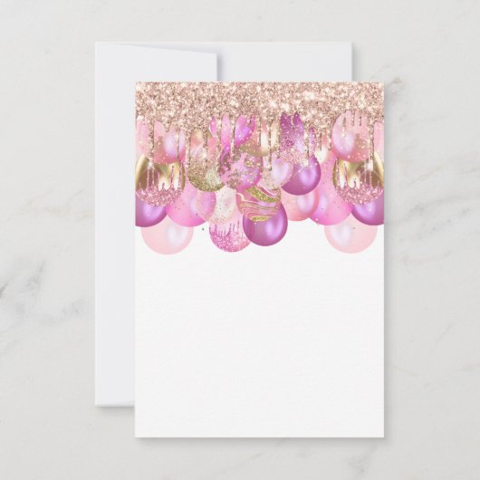 Roze Glitter Drips Roos Gold Bridal Sweet 16th Kaart (Achterkant)