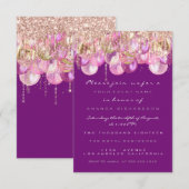 Roze Glitter Drips Roos Magenta Bruids Sweet 16e Kaart (Voorkant / Achterkant)