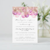 Roze Glitter Drips Rose Goud Bruids Sweet 16th Kaart (Staand voorkant)