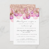 Roze Glitter Drips Rose Goud Bruids Sweet 16th Kaart (Voorkant / Achterkant)