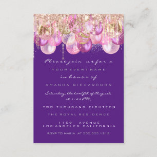 Roze Glitter Drips Roze Paarse Bruids Sweet 16e Kaart