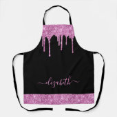 Roze Glitter Drivers Monogram zwart Schort (Voorkant)