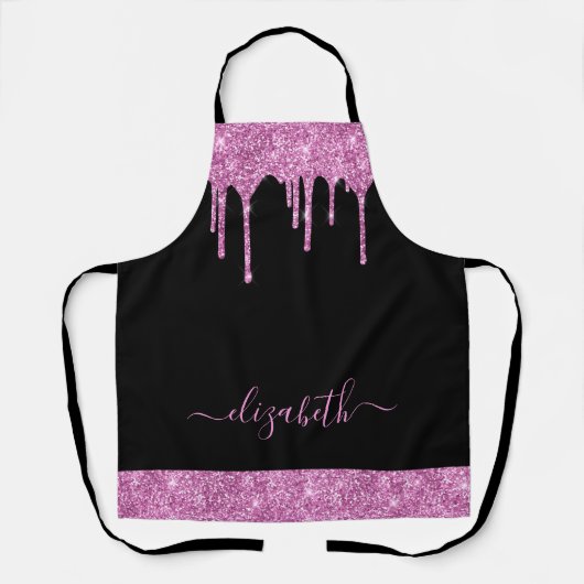 Roze Glitter Drivers Monogram zwart Schort (Voorkant)