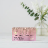 Roze Glitter Driving Hair Makeup Faux Creditcard Visitekaartje (Staand voorkant)