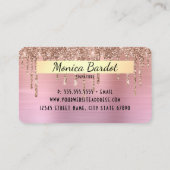 Roze Glitter Driving Hair Makeup Faux Creditcard Visitekaartje (Achterkant)