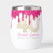Roze Glitter Druppel 40e Verjaardag  (Achterkant)