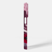 Roze glitter druppel bloemen bordeaux naam Case-Mate iPhone case (Achterkant / Rechts)