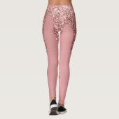 Roze Glitter Druppel Sparkle Chic Patroon Yoga Bro Leggings (Achterkant)