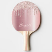 Roze glitter druppel tafeltennisbatje (Achterkant)