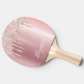 Roze glitter druppel tafeltennisbatje (Zijkant)