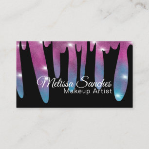 Roze Glitter Druppelende Wimper Make-up Artiest Visitekaartje