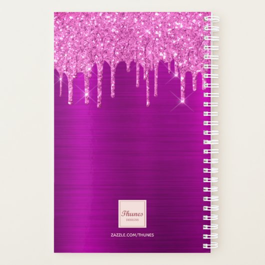 Roze glitter druppels afspraak boek planner (Achterkant)