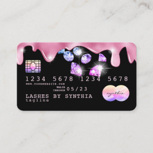 Roze glitter druppels Credit Kaart hologram diaman Visitekaartje
