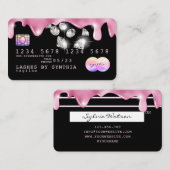 Roze glitter druppels Credit Kaart hologram diaman Visitekaartje (Voorkant / Achterkant)