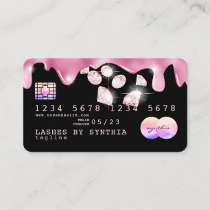 Roze glitter druppels Credit Kaart hologram diaman Visitekaartje