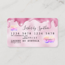 Roze glitter druppels Credit Kaart hologram naam t