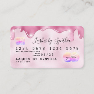 Roze glitter druppels Credit Kaart hologram naam t Visitekaartje