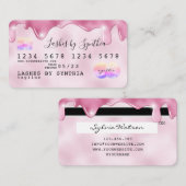 Roze glitter druppels Credit Kaart hologram naam t Visitekaartje (Voorkant / Achterkant)