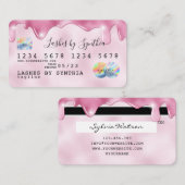 Roze glitter druppels Credit Kaart hologram naam t Visitekaartje (Voorkant / Achterkant)