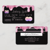Roze glitter druppels Credit Kaart hologram naam t Visitekaartje (Voorkant / Achterkant)