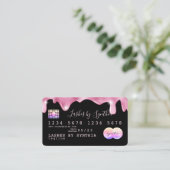 Roze glitter druppels Credit Kaart hologram naam t Visitekaartje (Staand voorkant)