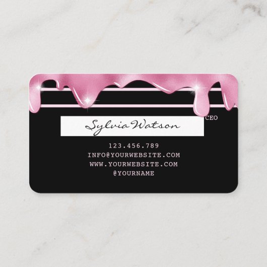 Roze glitter druppels Credit Kaart hologram naam t Visitekaartje (Achterkant)