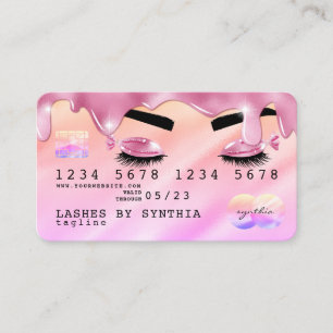 Roze glitter druppels Credit Kaart hologram wimper Visitekaartje