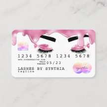 Roze glitter druppels Credit Kaart hologram wimper