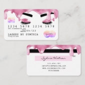 Roze glitter druppels Credit Kaart hologram wimper Visitekaartje (Voorkant / Achterkant)