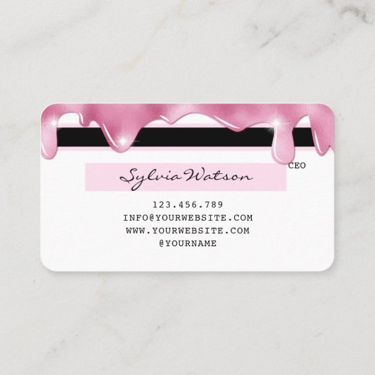 Roze glitter druppels Credit Kaart hologram wimper Visitekaartje (Achterkant)
