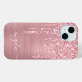 Roze Glitter Druppels Glam Meisjesachtige Handteke Case-Mate iPhone Case (Achterkant (horizontaal))