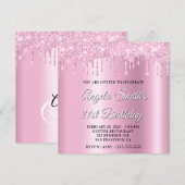 Roze Glitter Druppels Glanzende Ombre Schaduw Kaart (Voorkant / Achterkant)