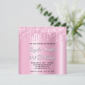 Roze Glitter Druppels Glanzende Ombre Schaduw Kaart (Staand voorkant)