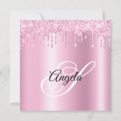 Roze Glitter Druppels Glanzende Ombre Schaduw Kaart (Achterkant)