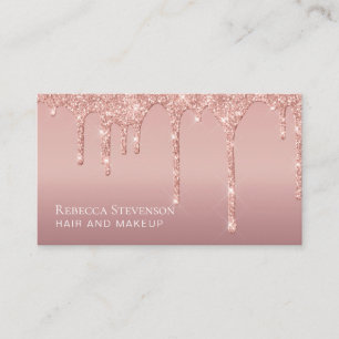 Roze glitter druppels haar make-up visitekaartje