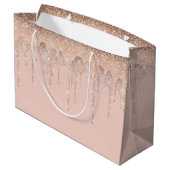 Roze glitter druppels Happy BirthdayFavor Bag Groot Cadeauzakje (Achterkant Gekanteld)