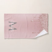 Roze Glitter Druppels Monogram Elegant Meisjesacht Bad Handdoek (Handdoek)