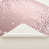 Roze glitter druppels sparkle monogram sherpa deken (3/4)