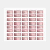 Roze glitter druppelt aangepaste monogram naam op labels (Vel)
