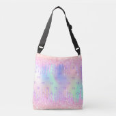 Roze glitter druppelt holografische monogram initi crossbody tas (Voorkant)
