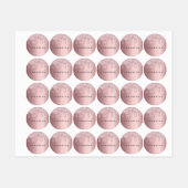 Roze glitter druppelt monogram naam op labels (Vel)