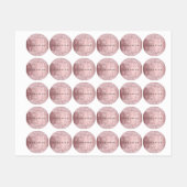 Roze glitter druppelt monogram naam op labels (Vel)